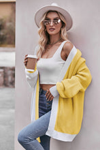 Load image into Gallery viewer, Contrast Open Front Dropped Shoulder Longline Cardigan
