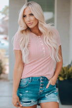Load image into Gallery viewer, Textured Breast Pocket Buttoned Tee Shirt
