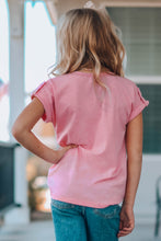 Load image into Gallery viewer, Girls Buttoned Roll-Tab Sleeve Tee Shirt
