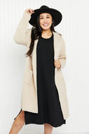 Zenana Jet Lagged Hooded Open Front Cardigan