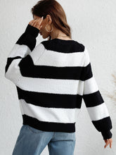 Load image into Gallery viewer, Striped Raglan Sleeve Ribbed Trim Knit Top
