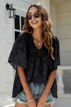 Load image into Gallery viewer, Applique Frill Trim Flutter Sleeve Blouse
