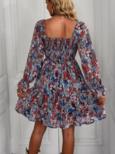 Load image into Gallery viewer, Floral Smocked Ruffle Hem Flounce Sleeve Dress
