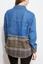 Load image into Gallery viewer, CY Fashion Porch Views Full Size Plaid Spliced Denim Jacket
