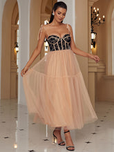 Load image into Gallery viewer, Two-Tone Tie-Shoulder Spliced Tulle Dress
