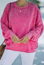 Load image into Gallery viewer, Acid Wash Dropped Shoulder Round Neck Sweatshirt
