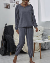 Load image into Gallery viewer, Dropped Shoulder Teddy Lounge Set
