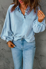 Load image into Gallery viewer, Quarter-Snap Collared Lantern Sleeve Sweatshirt
