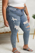 Load image into Gallery viewer, Judy Blue Destroyed Lace Patch Skinny Jeans | DIBS LACE
