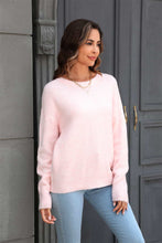 Load image into Gallery viewer, Round Neck Ribbed Long Sleeve Sweater
