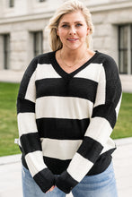 Load image into Gallery viewer, Plus Size Striped V-Neck Sweater
