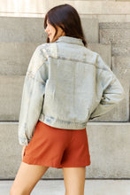 Load image into Gallery viewer, POL Morning Chills Oversized Snake Print Denim Jacket
