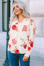 Load image into Gallery viewer, Floral Notched Curved Hem Blouse
