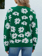 Load image into Gallery viewer, Floral Ribbed Trim Knit Sweater
