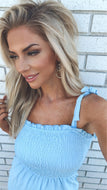 BABY BLUE BOW DETAIL ROMPER