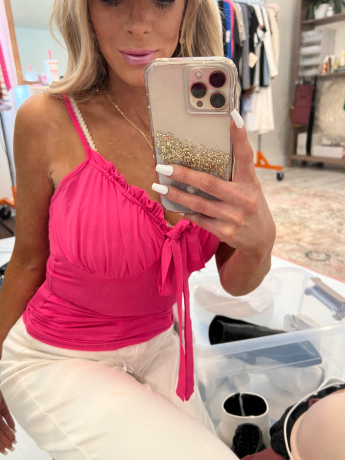 Miss Pleated Tank in Hot Pink | DIBS 074